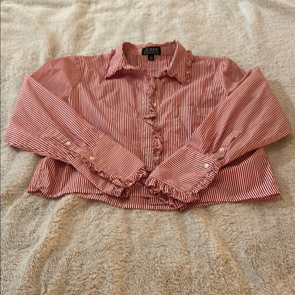 J. Crew Red Striped Button Down Shirt